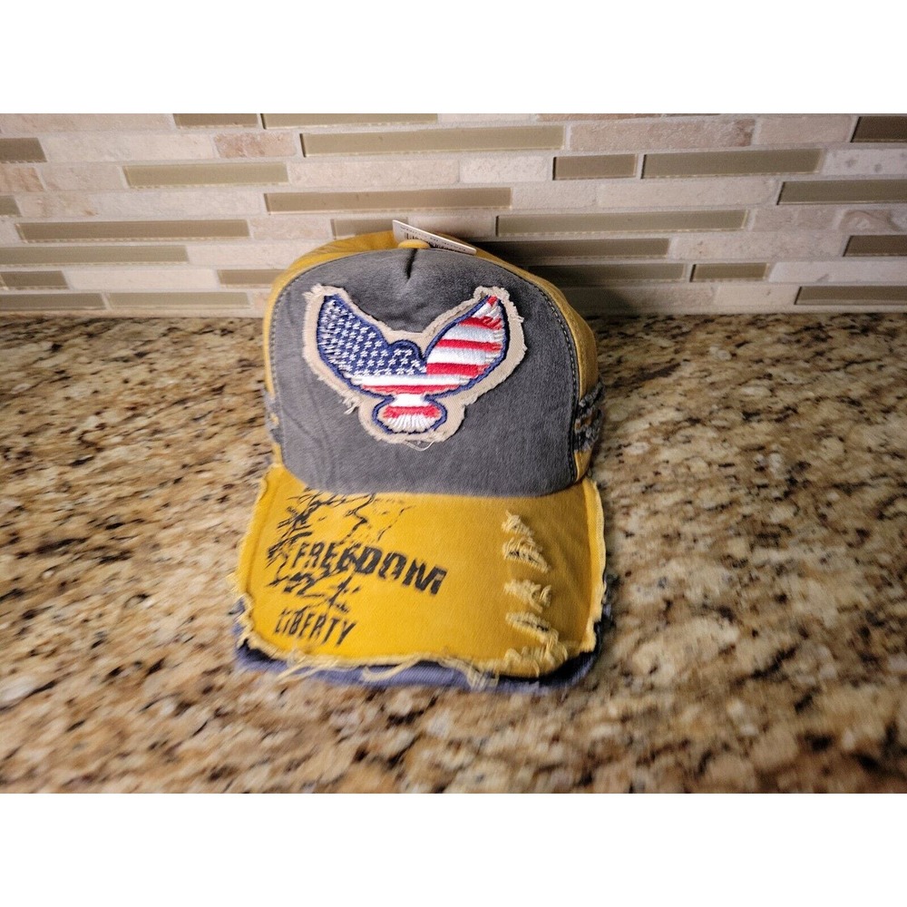 BJB Hat Cap Freedom Liberty Patriotic USA Adult One Size Adjustable Distressed